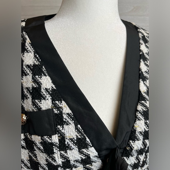 Pomander Place Tuckernuck Houndstooth Coco Tweed Bow Dress szM black/white mini - Picture 5 of 8
